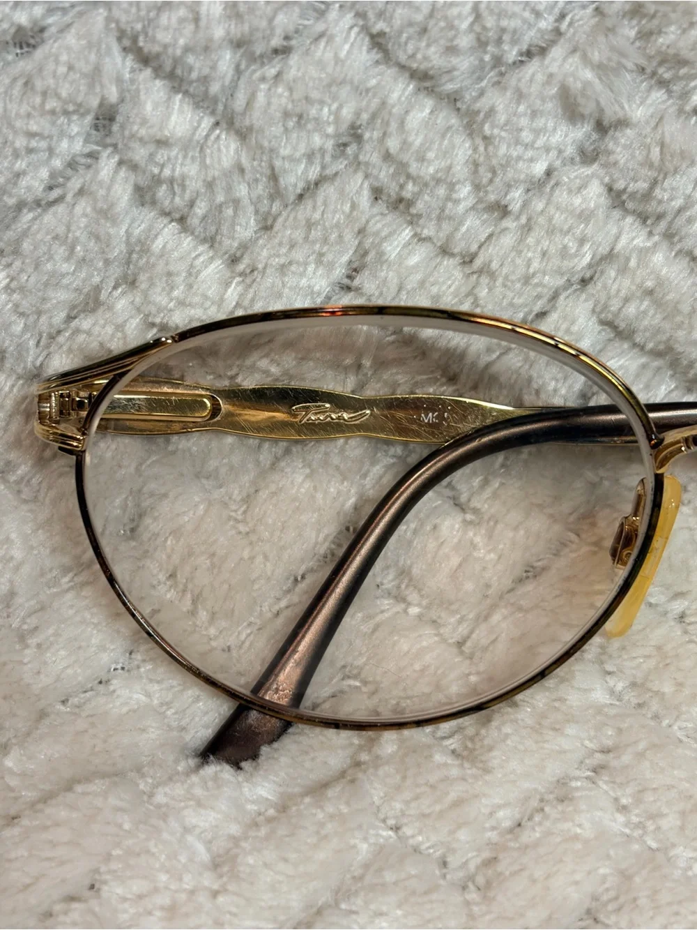 Vintage Tura Gold Tortoise Oval Glasses Frames Only Librarian Chic Officecore